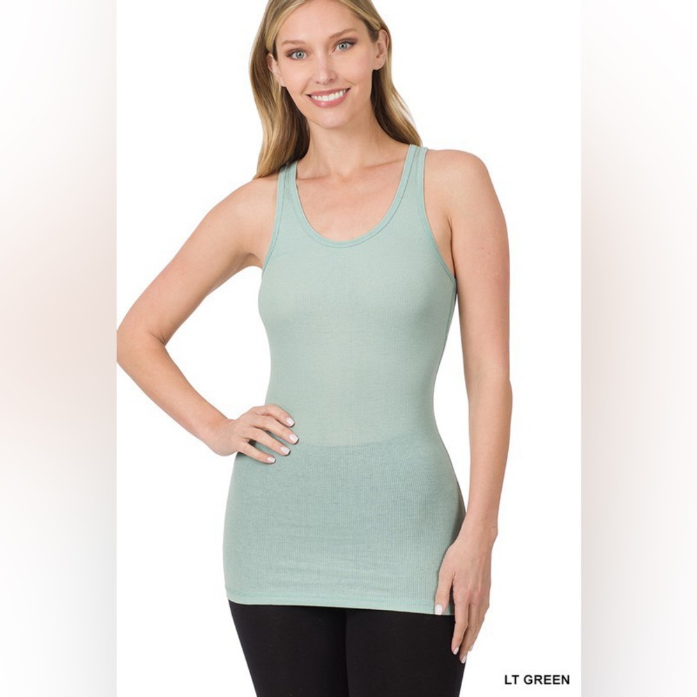 Lt Green RibbedRacerback Tank Top